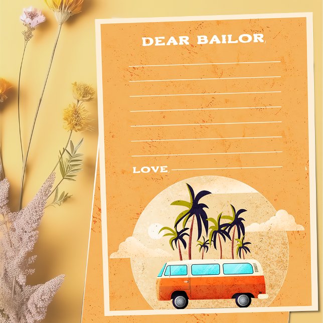 Invitación Surf Beach Birthday Party Time Capsule Note Card (Subido por el creador)