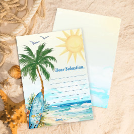 Invitación Surf Beach Birthday Party Time Capsule Note Card