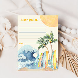 Invitación Surf Beach Birthday Party Time Capsule Note Card