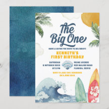 Surf Beach Summer Big One First Birtday Invitatia