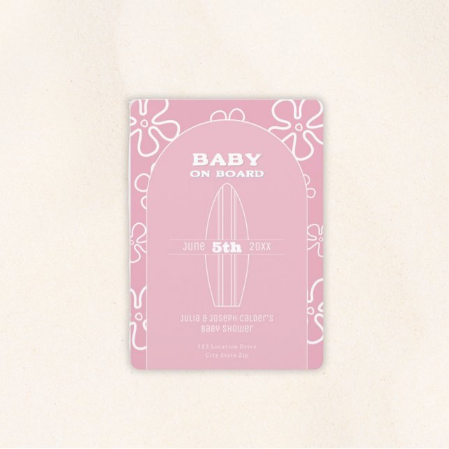 Invitación Surf Board Baby Shower - Custom Gender Neutral (Baby on Board Gender Neutral Shower)