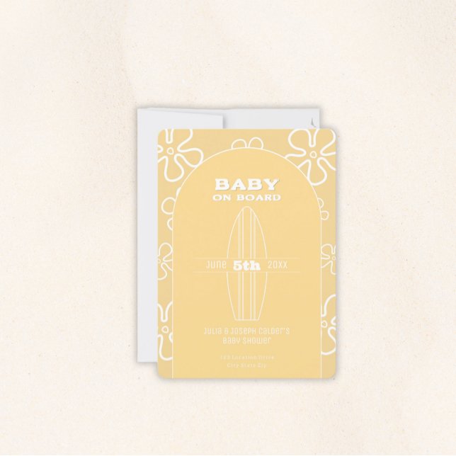 Invitación Surf Board Baby Shower - Personalizado Neutral de  (Baby on Board Gender Neutral Shower)