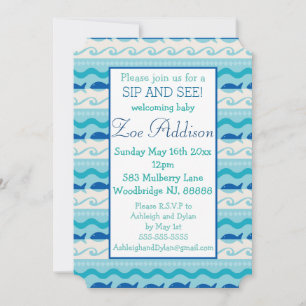 Invitación Surf 'N Fija el bebé Náutico y vea