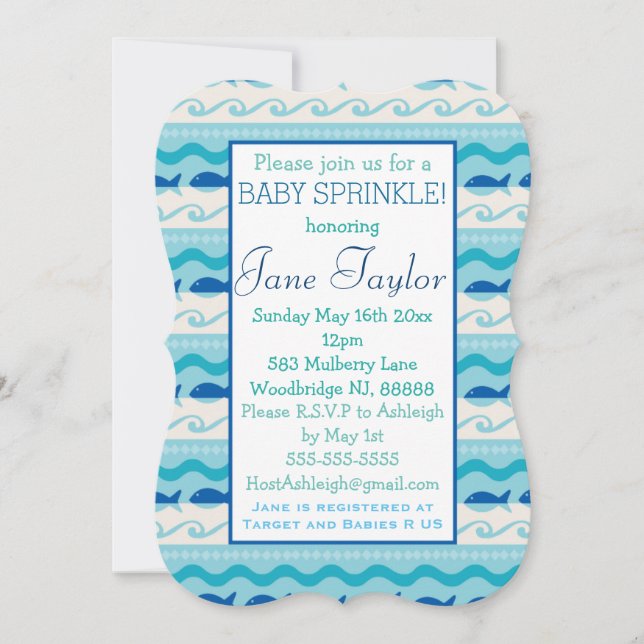Invitación Surf 'N Fishis Nautical Baby Sprinkle (Anverso)