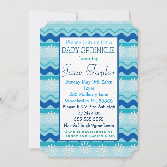 Invitación Surf 'N Sun Baby Sprinkle (Anverso)