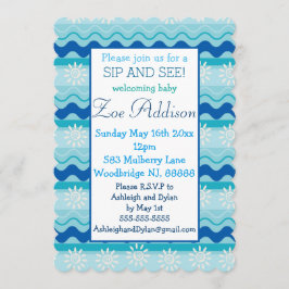 Invitación Surf 'N Sun Nautical Baby Sip and See