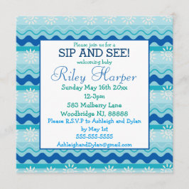 Invitación Surf 'N Sun Nautical Baby Sip and See
