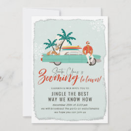 Invitación Surf Santa Claus | Fiesta de vacaciones de Navidad