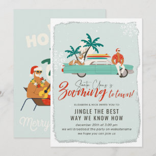 Invitación Surf Santa Claus   Fiesta de vacaciones de Navidad