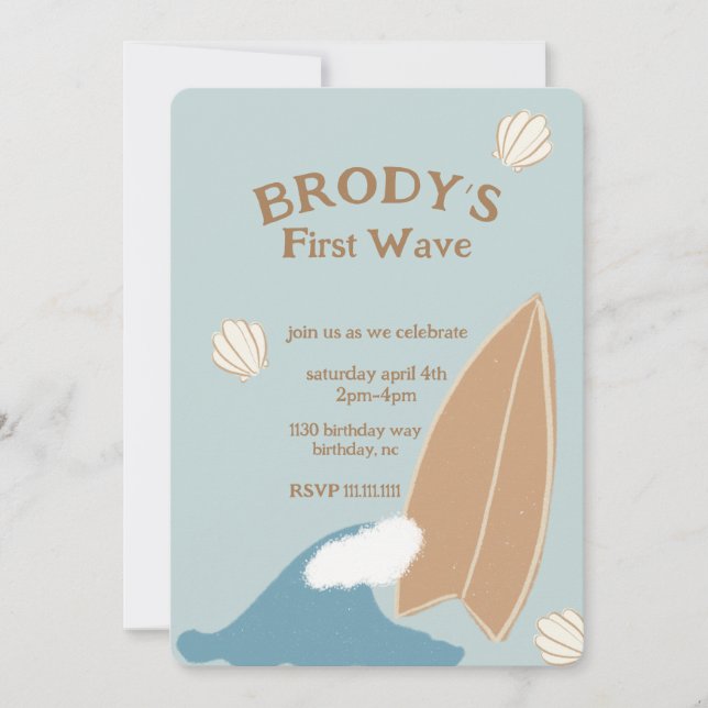 Invitación Surf Summer Boy Cumpleaños (Anverso)