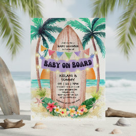 Invitación Surf y mar | Baby On Board Beach Baby Shower