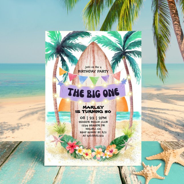 Invitación Surf y mar | El cumpleaños de Big One Beach (Subido por el creador)