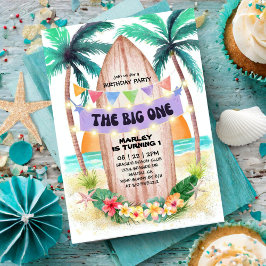 Invitación Surf y mar | La fiesta de cumpleaños de Big One Be