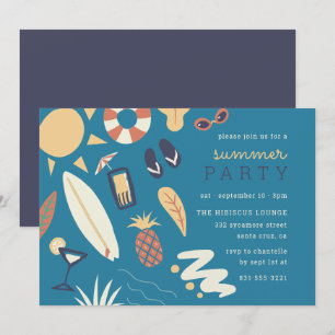 Invitación Surfboard & Sun   Fiesta de cumpleaños de verano d