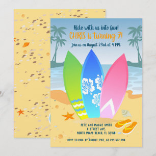 Invitación Surfboards en el fiesta de cumpleaños de los niños
