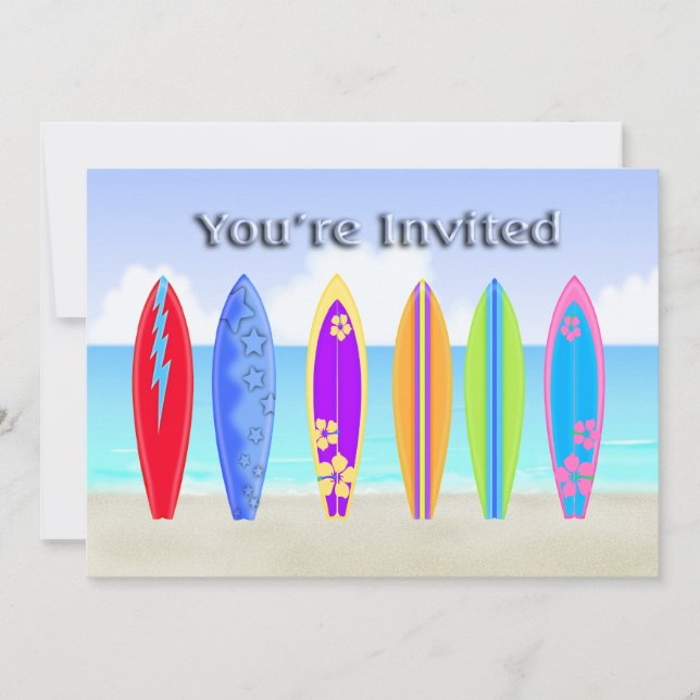 Invitación Surfboards Fiestas en la playa (Anverso)