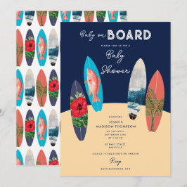 Invitación Surfboards retro bebé a bordo de Baby Shower