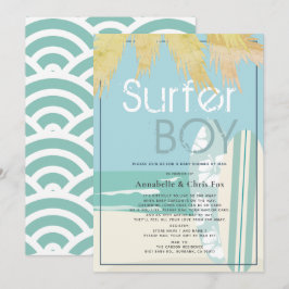 Invitación Surfer Boy Surfboard Beach Baby Shower por correo