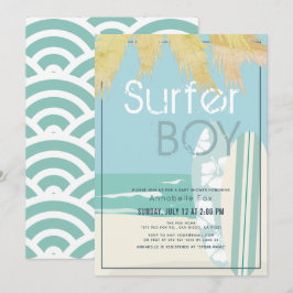 Invitación Surfer Boy Surfboards Beach Baby Shower