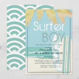 Invitación Surfer Boy Surfboards Beach Drive-by Baby Shower