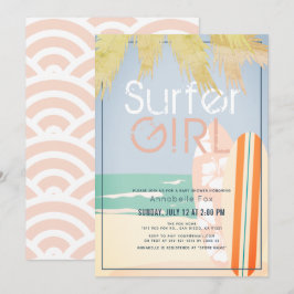Invitación Surfer Chica Surfboards Beach Baby Shower