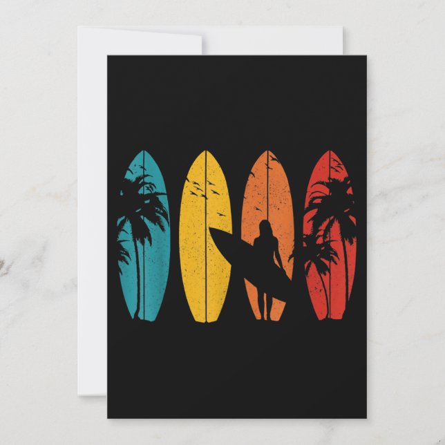 Invitación Surfer Gift Vintage Surfing Board Beach (Anverso)