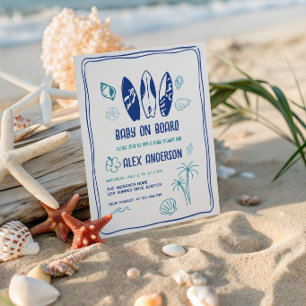 Invitación Surfing Baby, Beachy Baby a bordo Regalo de ducha 
