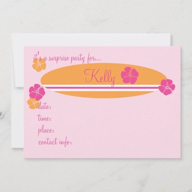 Invitación Surfing Hibiscus (Anverso)