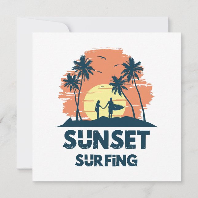 Invitación Surfing - Surfing al atardecer (Reverso)