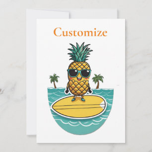 Invitación Surfista De Piña Viaja A Wave Thunder_Cove