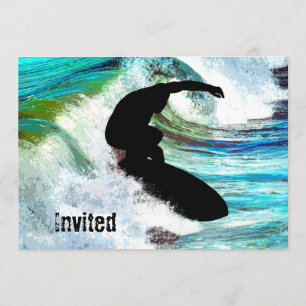 Invitación Surfista en onda curvada