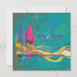 Invitación Surfistas vintage de PixDezines, colores de destin