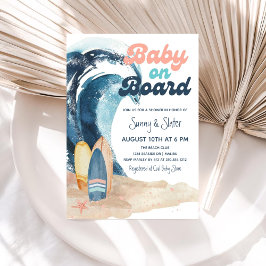 Invitación Surf's Up | Baby On Board Beach Baby Shower
