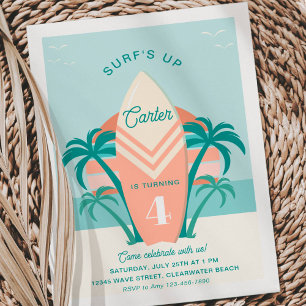 Invitación Surf's Up Beach Birthday Party Retro Surf