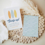 Invitación Surfs Up Beach Kids Birday Fiesta<br><div class="desc">Invite a amigos y familiares a celebrar el cumpleaños de su pequeño con esta invitación,  que incluye tablas de surf de acuarela y un patrón de olas de acuarela en la parte trasera.</div>