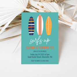 Invitación Surfs Up BOY Surfboard beach Birday Party