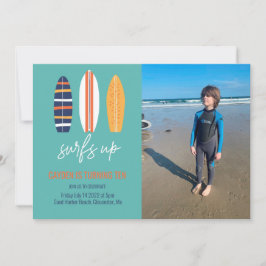 Invitación Surfs Up BOY Surfboard beach Birday Party photo