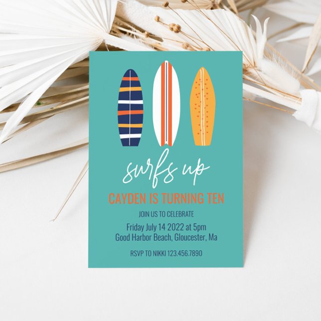 Invitación Surfs Up BOY Tabla de surf fiesta de cumpleaños en (Subido por el creador)