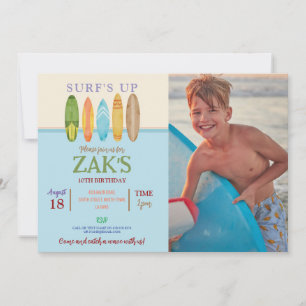 Invitación ¡Surf's Up! Capturar una ola Surf Blue Beach Photo