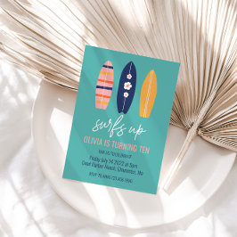 Invitación Surfs Up Chica Surfboard Beach Birthday Party Invi