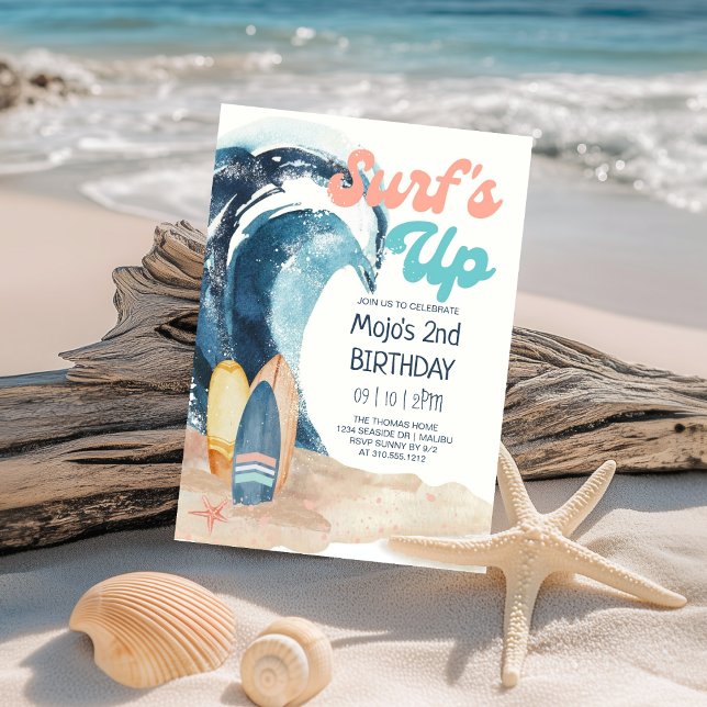 Invitación Surf's Up | Cumpleaños de los niños de la playa tr (Subido por el creador)