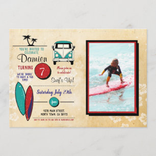 Invitación ¡Surfs Up! Fiesta de surf Invite a la Playa Fun