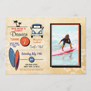 Invitación ¡Surfs Up! Fiesta de Surfing Birthday Beach Foto