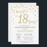 Invitación Surprise 18th Birthday Gold Purpurina Diamond<br><div class="desc">Sorpresa 18ª invitación de cumpleaños con antecedentes de diamante Purpurina de oro. confetti de efecto metalizado dorado. Cumpleaños de adultos. Cumpleaños de hombres o mujeres. Para una mayor personalización,  haga clic en el botón "Personalizar" y utilice nuestra herramienta de diseño para modificar esta plantilla.</div>