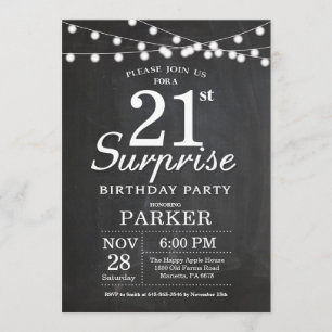 Invitación Surprise 18th Birthday Invitation Chalkboard