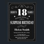Invitación Surprise 18th Birthday Invitation Chalkboard<br><div class="desc">Sorpresa 18.ª Invitación de cumpleaños. Fondo blanco y negro. Cumpleaños de adultos. Cumpleaños de hombres o mujeres. Invite a un niño o a una Chica. 13.º 15.º 16.º 18.º 20.21.30.40.50.60.70.80.90.100. Cualquier edad. Para una mayor personalización, haga clic en el botón "Personalizar" y utilice nuestra herramienta de diseño para modificar esta...</div>