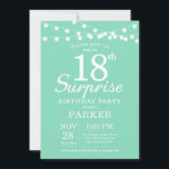 Invitación Surprise 18th Birthday Invitation Mint Green<br><div class="desc">Sorpresa 18ª Invitación de cumpleaños con String Lights. Fondo Verde Mint. Cumpleaños de niño o Chica. 13.º 15.º 16.º 18.º 20.21.30.40.50.60.70.80.90.100,  cualquier edad. Para una mayor personalización,  haga clic en el botón "Personalizar" y utilice nuestra herramienta de diseño para modificar esta plantilla.</div>