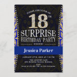 Invitación Surprise 18th Birthday Party - Azul de la Marina d<br><div class="desc">Sorpresa 18ª invitación a la fiesta de cumpleaños Elegante diseño en falso oro purpurina,  azul real,  marina</div>