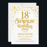 Invitación Surprise 18th Birthday Party - Oro y Blanco<br><div class="desc">Sorpresa 18ª Invitación a la fiesta de cumpleaños. Elegante diseño de oro blanco y falso purpurina. Presenta un diseño elegante de tipo de letra y letra de guión. Mándame un mensaje si necesitas edad personalizado.</div>