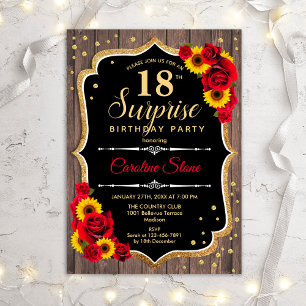 Invitación Surprise 18th Birthday - Sombras de Madera Rústica